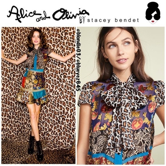 Alice + Olivia Tops - Alice + Olivia “Jeannine” Bow Blouse M